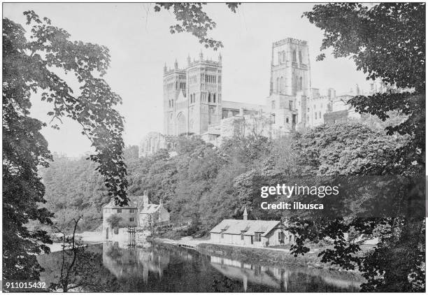 antique photograph of world's famous sites: durham cathedral, england - durham new hampshire stock illustrations