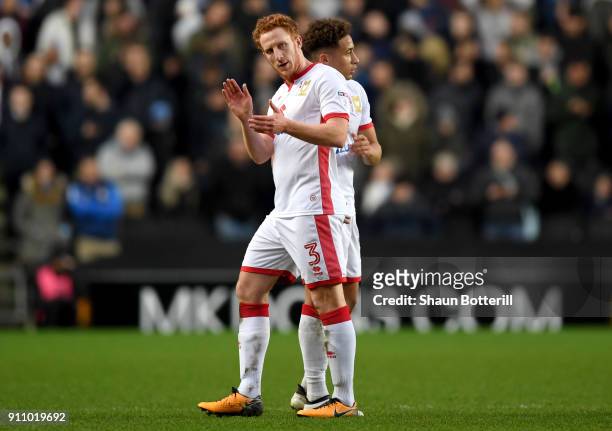 Dean Lewington of Milton Keynes Dons shows appreciation to the fans as he walks off after being subbed during The Emirates FA Cup Fourth Round match...