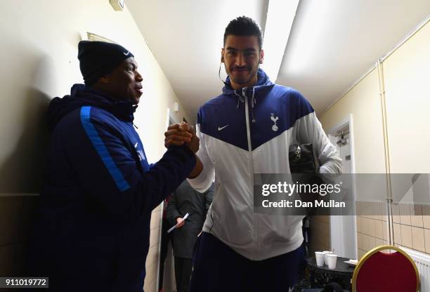 Paulo Gazzaniga of Tottenham Hotspur arrives at the stadium prior to The Emirates FA Cup Fourth Round match between Newport County and Tottenham...