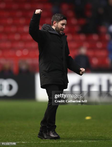 Bristol City manager Lee Johnson celebrates during the Sky Bet Championship match between Bristol City and Queens Park Rangers at Ashton Gate on...