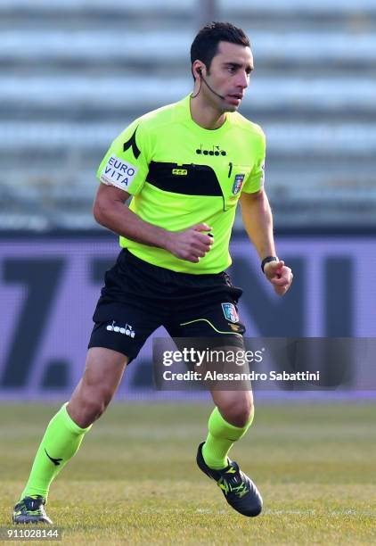 Referee Francesco Paolo Saia during the Serie B match between Parma Calcio and Novara Calcio at Stadio Ennio Tardini on January 27, 2018 in Parma,...