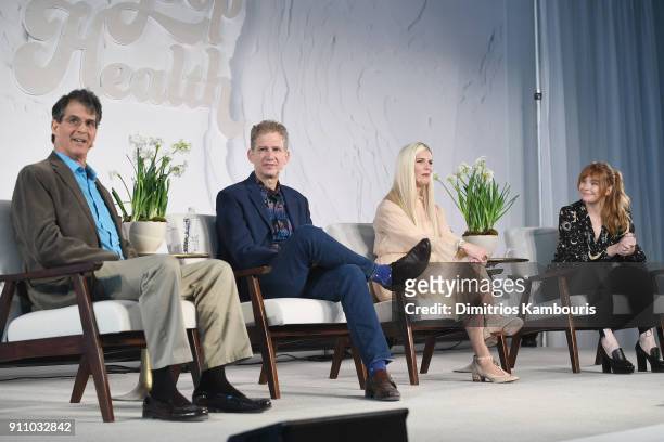 Eben Alexander M.D., Jay Lombard D.O., Laura Lynne Jackson and Bryce Dallas Howard speak on the panel at the in goop Health Summit on January 27,...