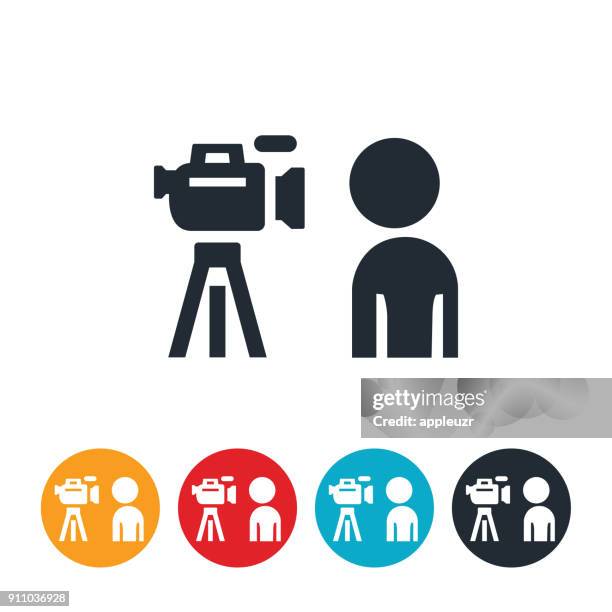 stockillustraties, clipart, cartoons en iconen met tegenover het camera-icoontje - filmen