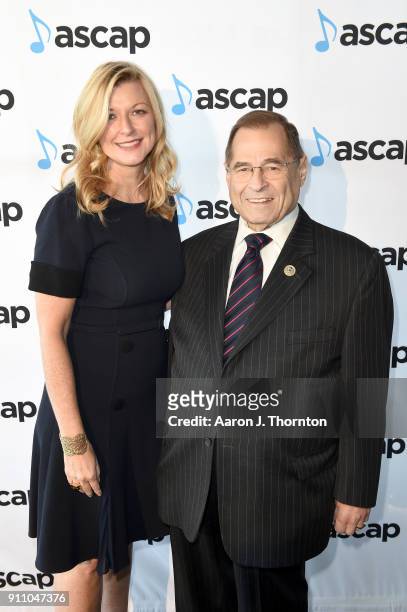Beth Matthews and Rep. Jerrold Nadler attend the 2018 ASCAP Grammy Nominees Reception at Top of The Standard Hotel on January 27, 2018 in New York...