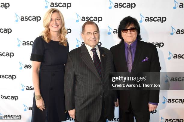 Beth Matthews, Rep. Jerrold Nadler, and ASCAP Executive Vice President Membership John Titta attend the 2018 ASCAP Grammy Nominees Reception at Top...