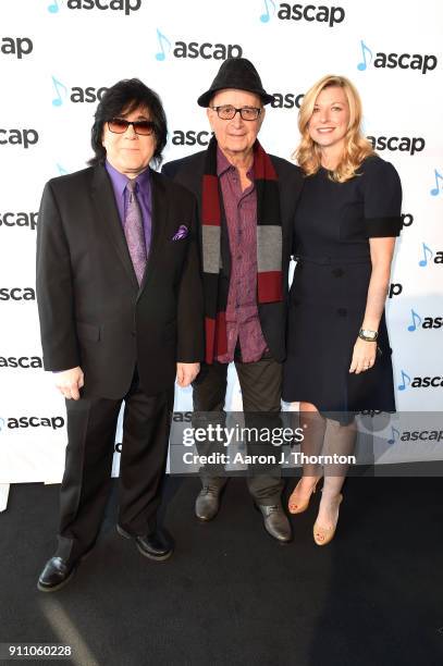 Executive Vice President Membership John Titta, Antonio Adolfo, and ASCAP CEO Beth Matthews attend the 2018 ASCAP Grammy Nominees Reception at Top of...