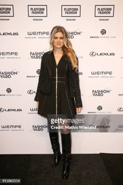 Christina Braun attends the Fashionyard show during Platform Fashion January 2018 at Areal Boehler on January 27, 2018 in Duesseldorf, Germany.
