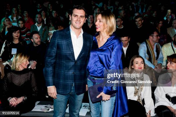 Albert Rivera and Beatriz Tajuelo are seen at the Ulises Merida show during the Mercedes-Benz Fashion Week Madrid Autumn/Winter 2018-19 at Ifema on...