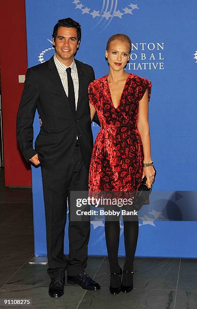 Cash Warren and Jessica Alba attends the 2009 Clinton Global Initiative opening reception at The Museum of Modern Art on September 23, 2009 in New...