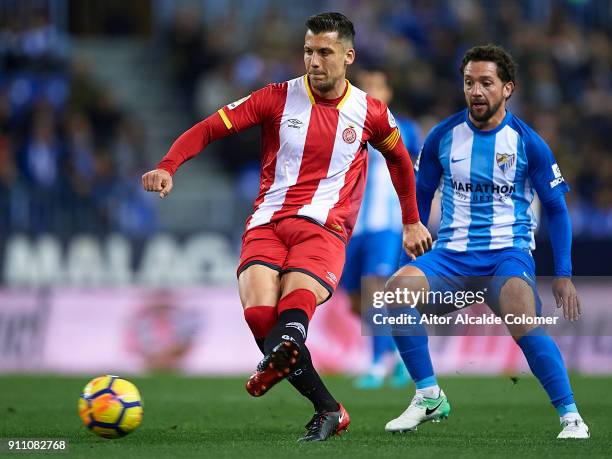 Alex Granell of Girona FC in action during the La Liga match between Malaga and Girona at Estadio La Rosaleda on January 27, 2018 in Malaga, .