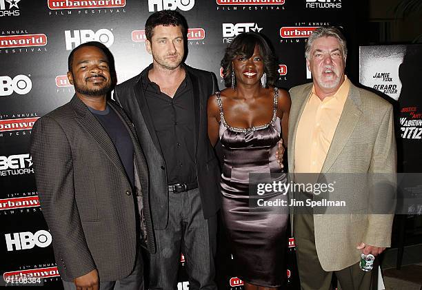 Director F. Gary Gray, Actors Gerard Butler, Viola Davis and Bruce McGill attend the "Law Abiding Citizen" premiere at the AMC Loews West 34th Street...