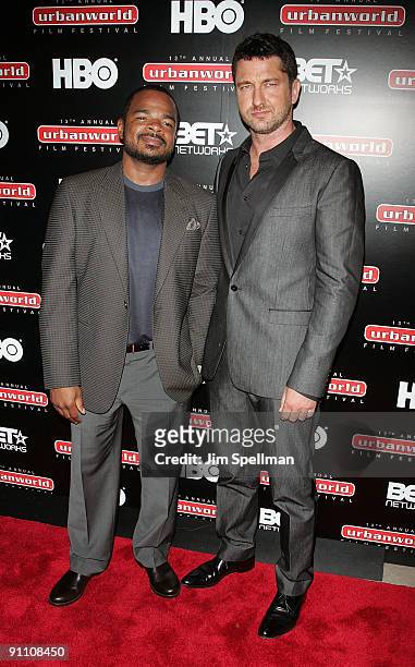 Director F. Gary Gray and Actor Gerard Butler attend the "Law Abiding Citizen" premiere at the AMC Loews West 34th Street on September 23, 2009 in...