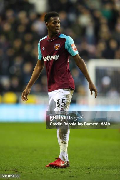 Reece Oxford of West Ham United during the The Emirates FA Cup Fourth Round match between Wigan Athletic and West Ham United on January 27, 2018 in...