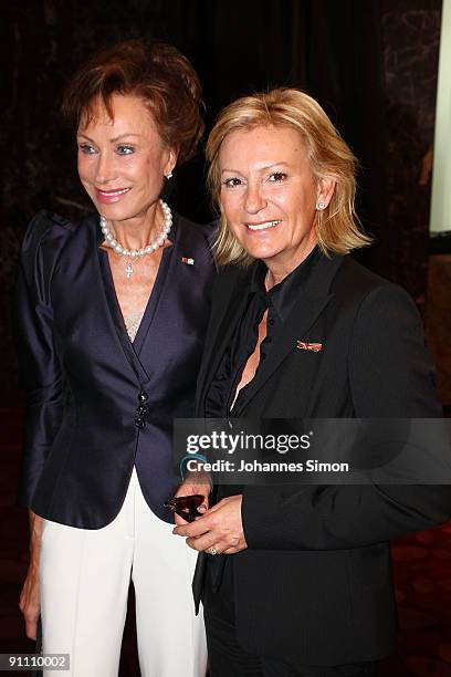 New ambassador for the Jose Carreras Leukaemia foundation Sabine Christiansen and guest Antje Kuehnemann attend the announcement ceremony on...