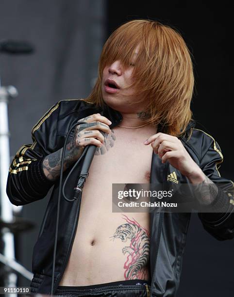 Kyo of Dir En Grey performs at day one of the Download Festival at Donington Park on June 12, 2009 in Castle Donington, England.