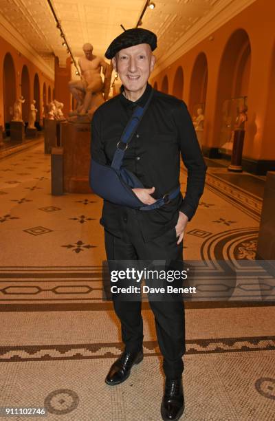 Stephen Jones attends an exclusive screening of "Phantom Thread" hosted by Universal Pictures in partnership with PORTER at The V&A on January 27,...