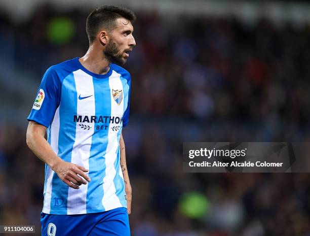 Borja Gonzalez of Malaga CF looks on during the La Liga match between Malaga and Girona at Estadio La Rosaleda on January 27, 2018 in Malaga, .