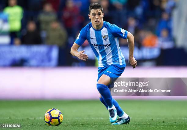 Federico Ricca of Malaga CF in action during the La Liga match between Malaga and Girona at Estadio La Rosaleda on January 27, 2018 in Malaga, .