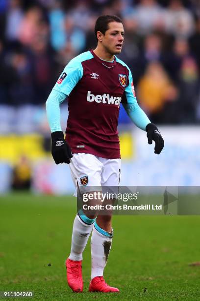 Javier Hernandez of West Ham United in action during the Emirates FA Cup Fourth Round match between Wigan Athletic and West Ham United on January 27,...