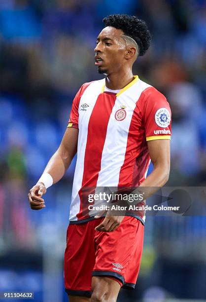 Johan Mojica of Girona FC looks on during the La Liga match between Malaga and Girona at Estadio La Rosaleda on January 27, 2018 in Malaga, .