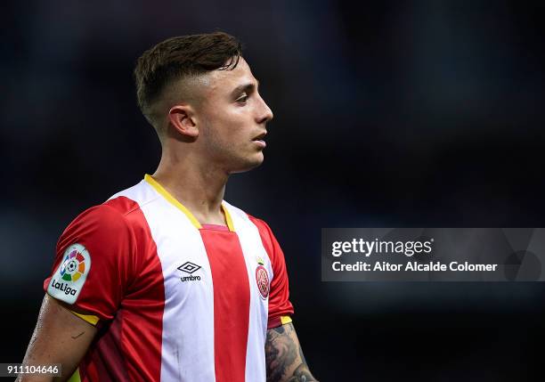 Pablo Maffeo of Girona FC looks on during the La Liga match between Malaga and Girona at Estadio La Rosaleda on January 27, 2018 in Malaga, .