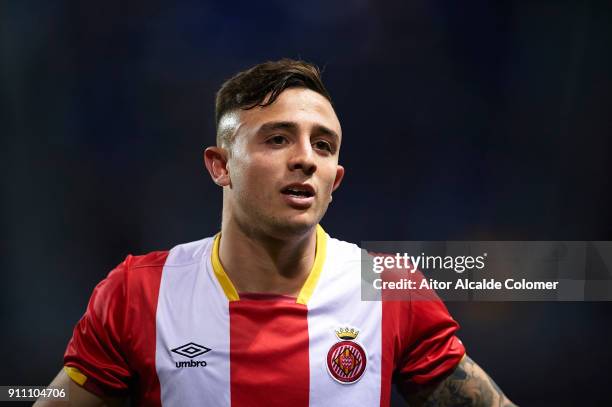 Pablo Maffeo of Girona FC looks on during the La Liga match between Malaga and Girona at Estadio La Rosaleda on January 27, 2018 in Malaga, .