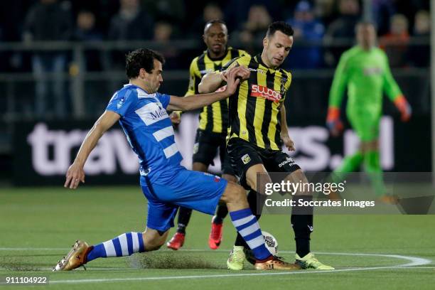 Dirk Marcellis of PEC Zwolle, Thomas Bruns of Vitesse during the Dutch Eredivisie match between PEC Zwolle v Vitesse at the MAC3PARK Stadium on...