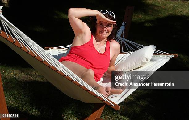 Bob World and Olympic Champion Sandra Kiriasis poses during the 'Champion des Jahres' event week at the Robinson Club Sarigerme Park on September 24,...