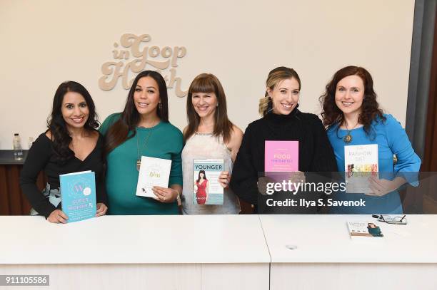 Authors Taz Bhatia, Devi Brown, Sara Gottfried, Shira Lenchewski and Deanna Minich attend the in goop Health Summit on January 27, 2018 in New York...