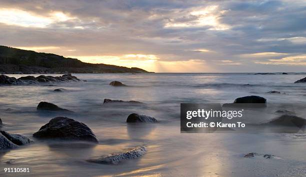 sunrise over beach - port stephens stock pictures, royalty-free photos & images