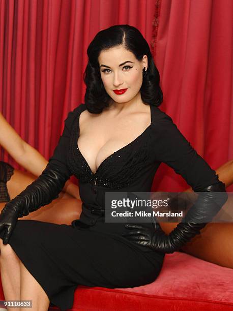 Dita Von Teese attends photocall to launch her new design for Wonderbra - The Party Edition at The Dorchester on September 23, 2009 in London,...