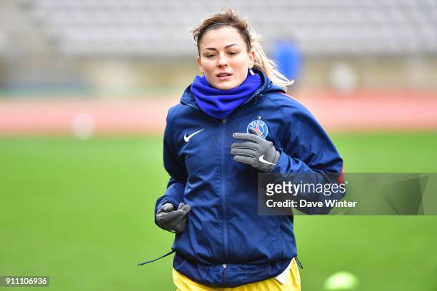 Laure Boulleau of PSG warms up before the Women's National Cup match between Paris FC and Paris Saint Germain at Stade Charlety on January 27, 2018...