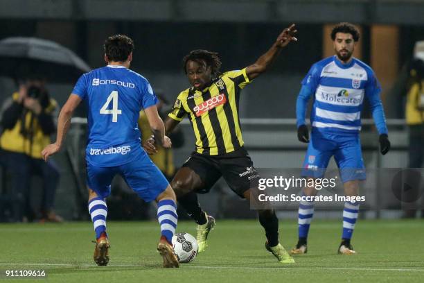 Dirk Marcellis of PEC Zwolle, Fankaty Dabo of Vitesse during the Dutch Eredivisie match between PEC Zwolle v Vitesse at the MAC3PARK Stadium on...