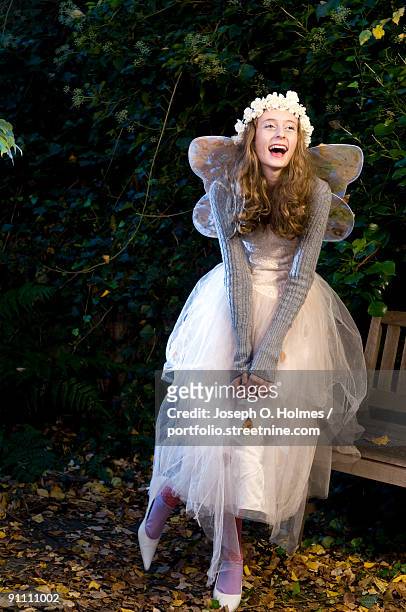 a girl is dressed as a woodland fairy - joseph o. holmes stock pictures, royalty-free photos & images