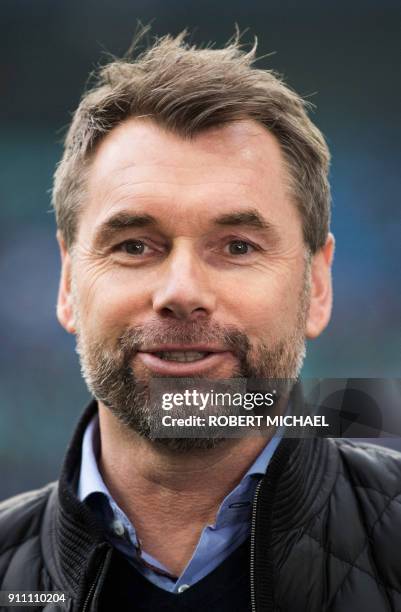 Hamburg´s head coach Bernd Hollerbach looks on prior to the German first division Bundesliga football match between RB Leipzig and Hamburger SV in...