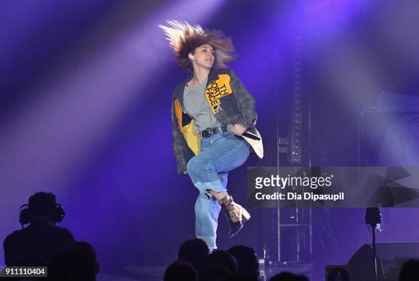 Musician Julia Michaels performs onstage during Sir Lucian Grainges 2018 Artist Showcase presented by Citi with support from Remy Martin on January...