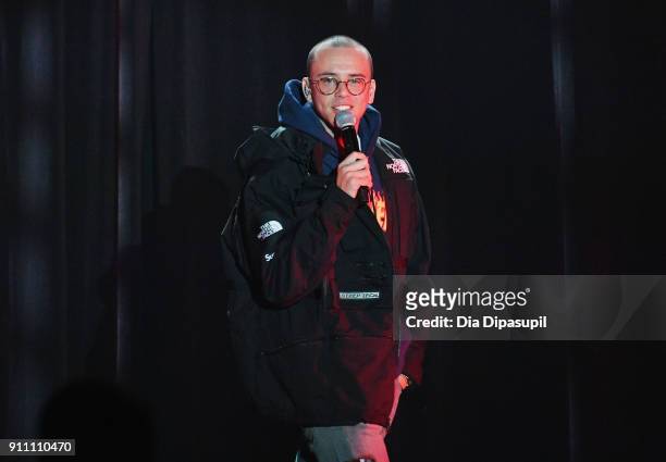 Rapper Logic performs onstage during Sir Lucian Grainges 2018 Artist Showcase presented by Citi with support from Remy Martin on January 27, 2018 in...