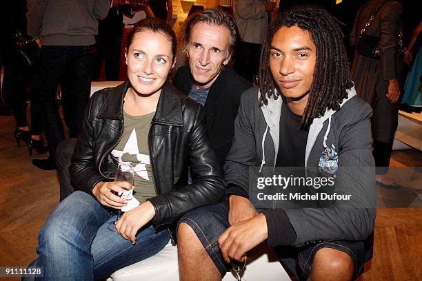 Sophie Christophe, Philippe Dolecky and Paulo Goude attends a cocktail party at the Roger Vivier shop, hosted by Bruno Frisoni to intoduce his new...