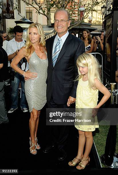 Actor Kelsey Grammer poses with his family Camille Grammer and Greer Grammer arrives at the Premiere of Metro-Goldwyn-Mayer Pictures' "Fame" at The...
