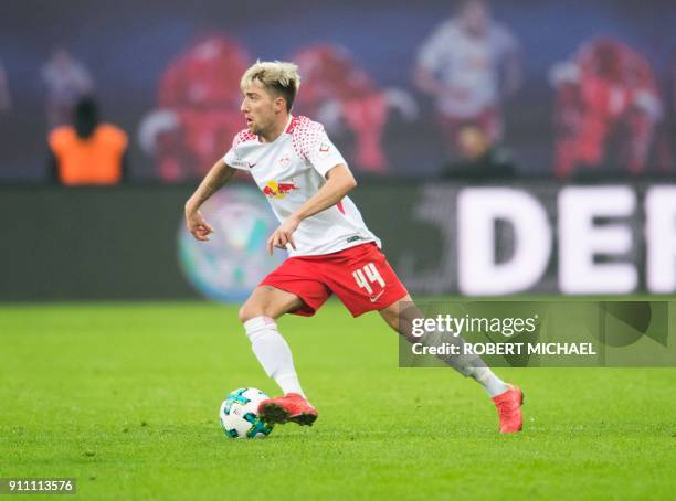 Leipzig´s Slovanian midfielder Kevin Kampl controls the ball during the German first division Bundesliga football match between RB Leipzig and...