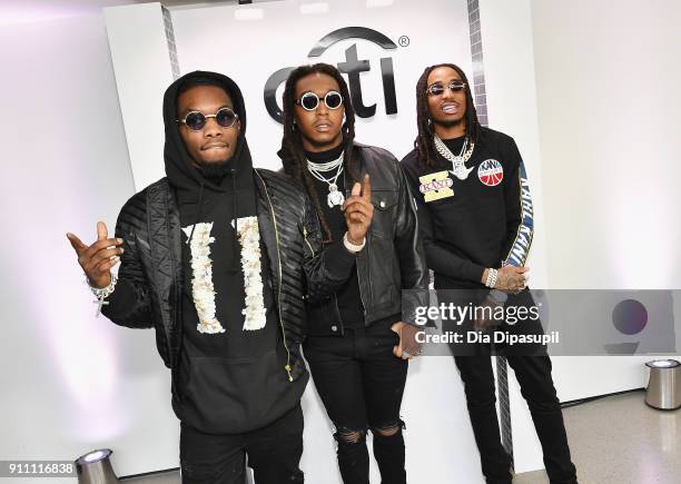 Offset, Takeoff, and Quavo from Migos attends Sir Lucian Grainges 2018 Artist Showcase presented by Citi with support from Remy Martin on January...