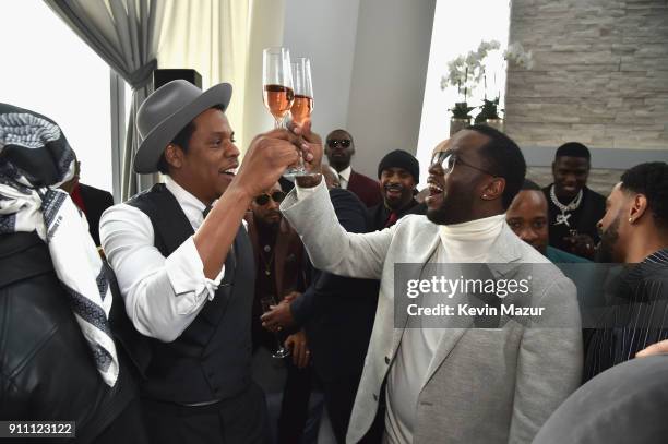 Jay-Z and Sean 'Diddy' Combs attend Roc Nation THE BRUNCH at One World Observatory on January 27, 2018 in New York City.