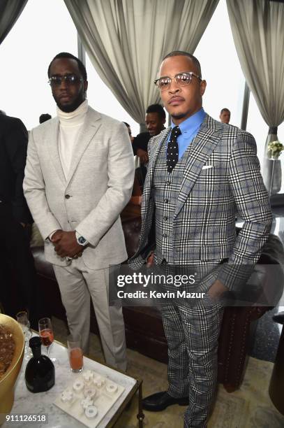 Sean 'Diddy' Combs and T.I. Attend Roc Nation THE BRUNCH at One World Observatory on January 27, 2018 in New York City.