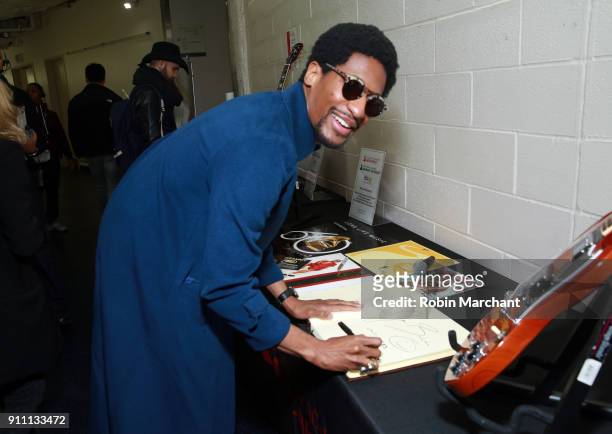 Musician Jon Batiste at the GRAMMY Charities Signings during the 60th Annual GRAMMY Awards at Madison Square Garden on January 27, 2018 in New York...