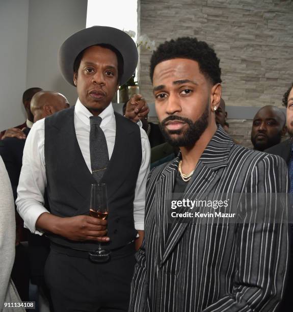 Jay-Z and Big Sean attend Roc Nation THE BRUNCH at One World Observatory on January 27, 2018 in New York City.