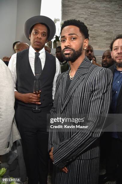 Jay-Z and Big Sean attend Roc Nation THE BRUNCH at One World Observatory on January 27, 2018 in New York City.