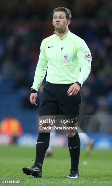 Referee Anthony Backhouse in action during the Sky Bet League One match between Blackburn Rovers and Northampton Town at Ewood Park on January 27,...