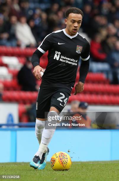 Shay Facey of Northampton Town in action during the Sky Bet League One match between Blackburn Rovers and Northampton Town at Ewood Park on January...