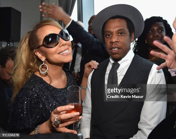 Mariah Carey and Jay-Z attend Roc Nation THE BRUNCH at One World Observatory on January 27, 2018 in New York City.