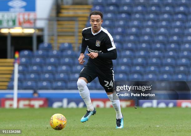 Shay Facey of Northampton Town in action during the Sky Bet League One match between Blackburn Rovers and Northampton Town at Ewood Park on January...